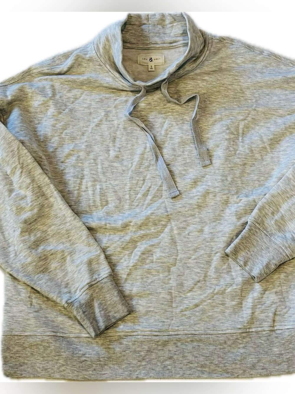 Lou & Grey Cowl Neck Pullover Sweatshirt- Light Gray- NWT-Small